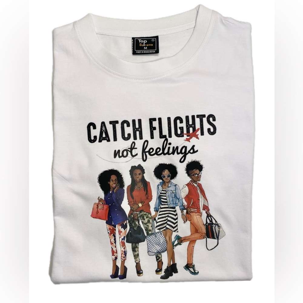 NEW! "Catch Flights" Custom Unisex, short sleeves T-shirt, size M available